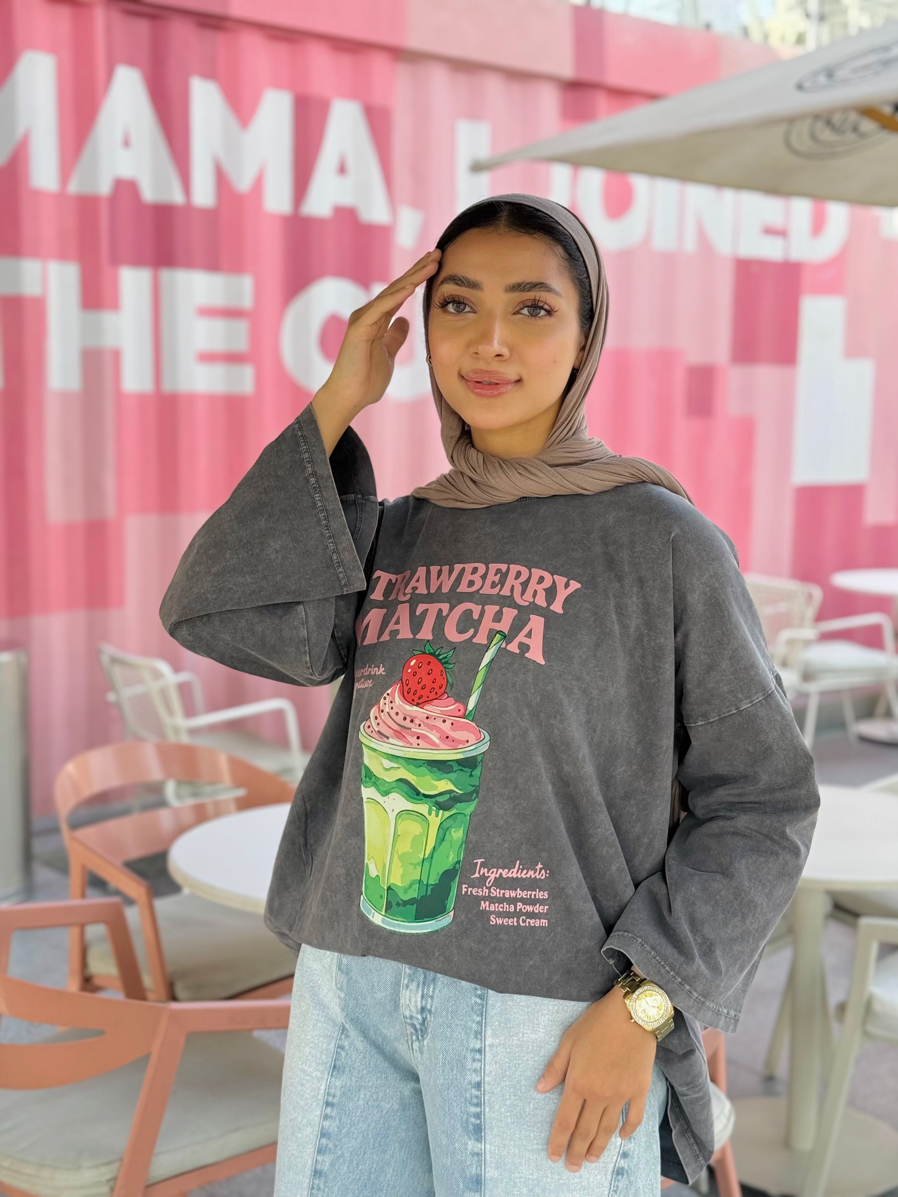Strawberry Matcha Long T-Shirt