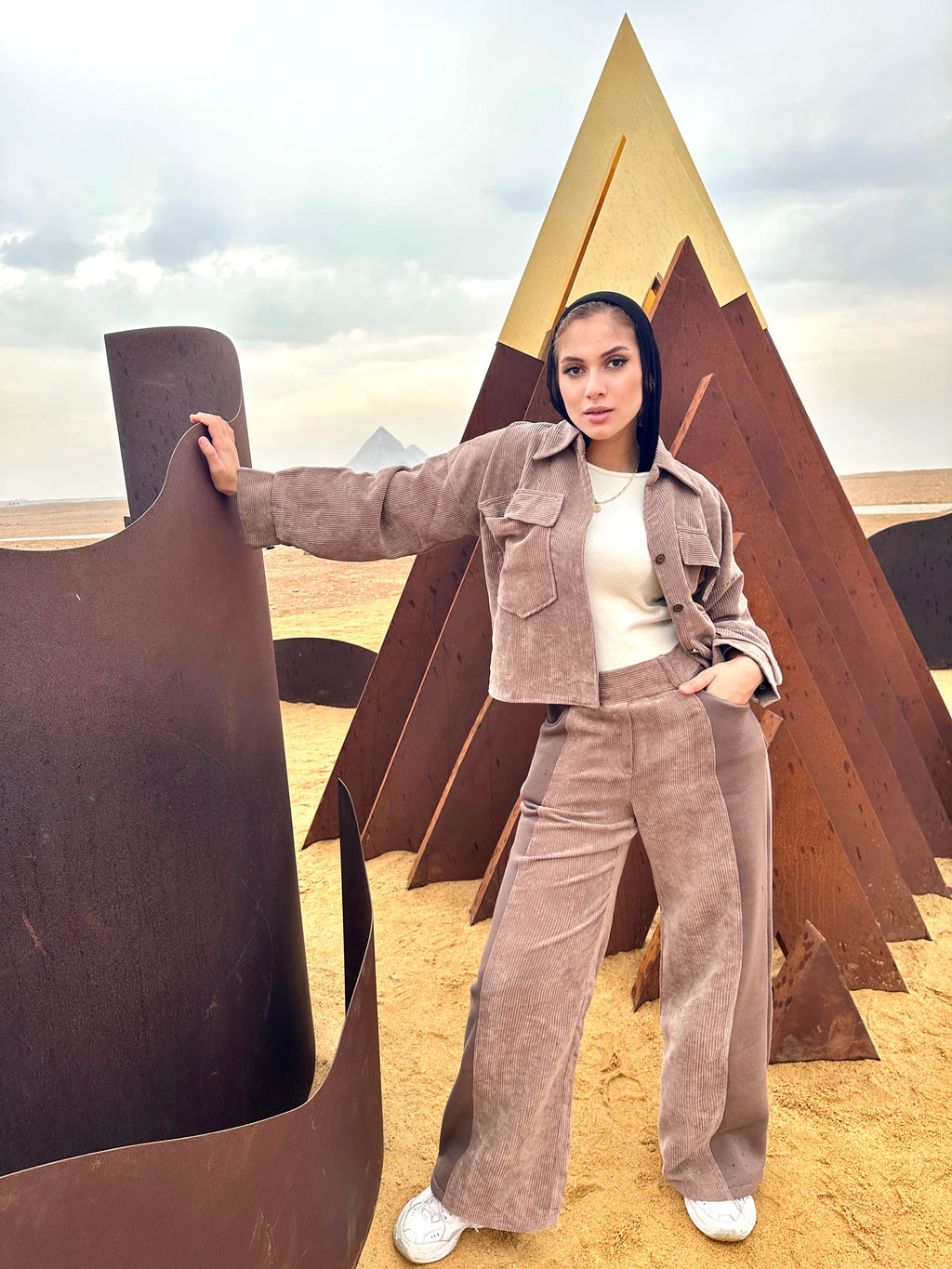 Two Tone Wide Pants Sand
