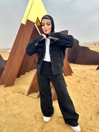 Two Tone Wide Pants Black