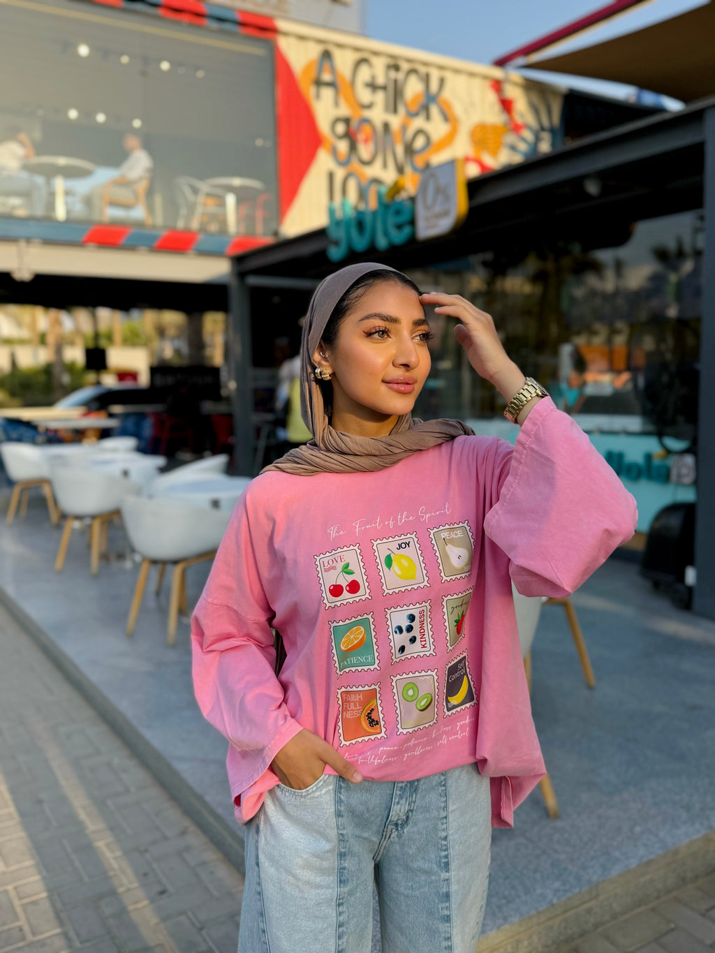 Pink Stamps Long T-Shirt