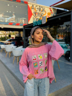Pink Stamps Long T-Shirt