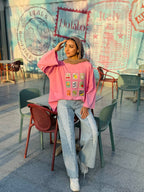 Pink Stamps Long T-Shirt