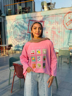 Pink Stamps Long T-Shirt