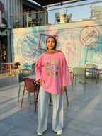 Pink Stamps Long T-Shirt