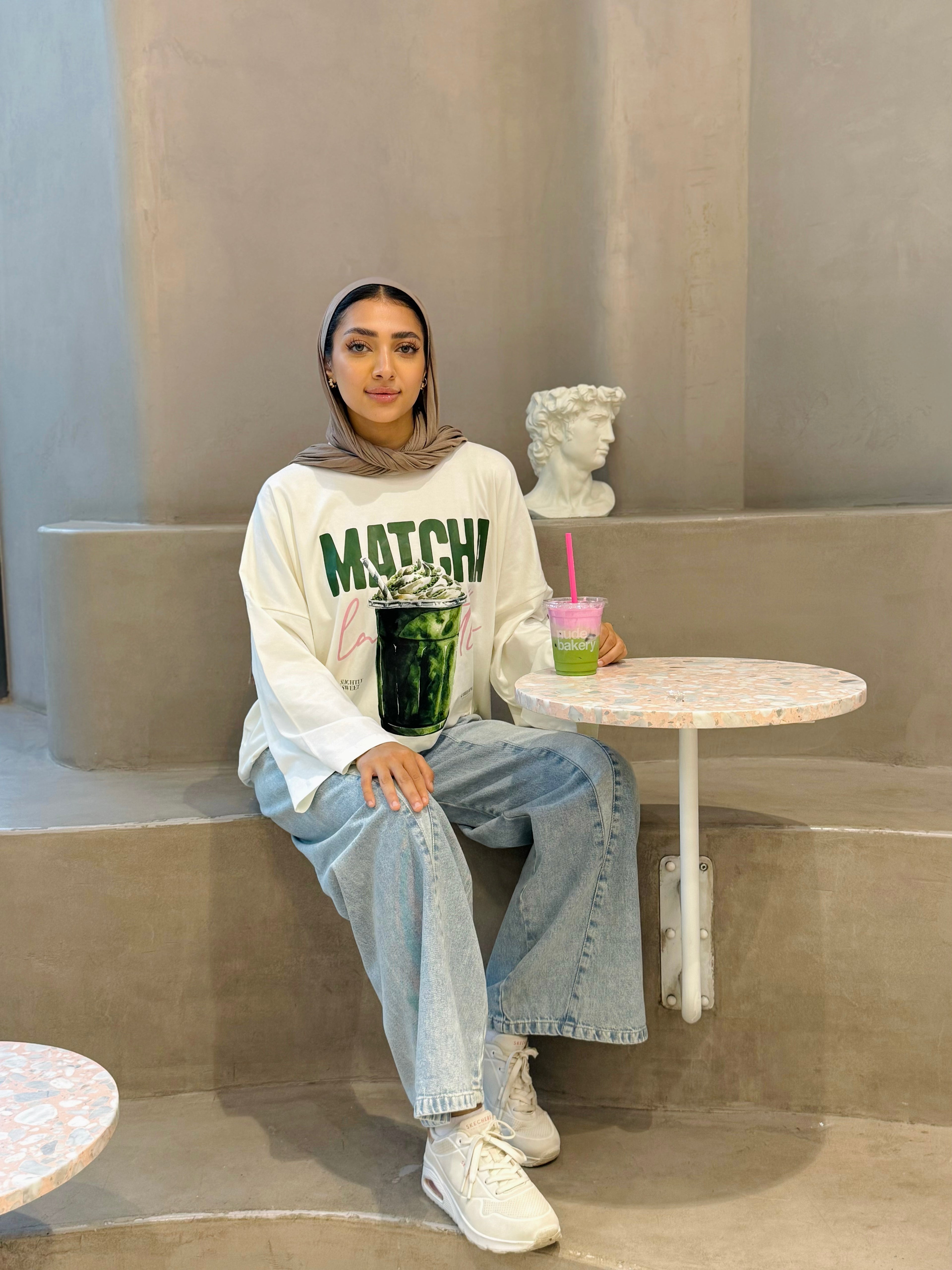 Cream Matcha Long T-Shirt