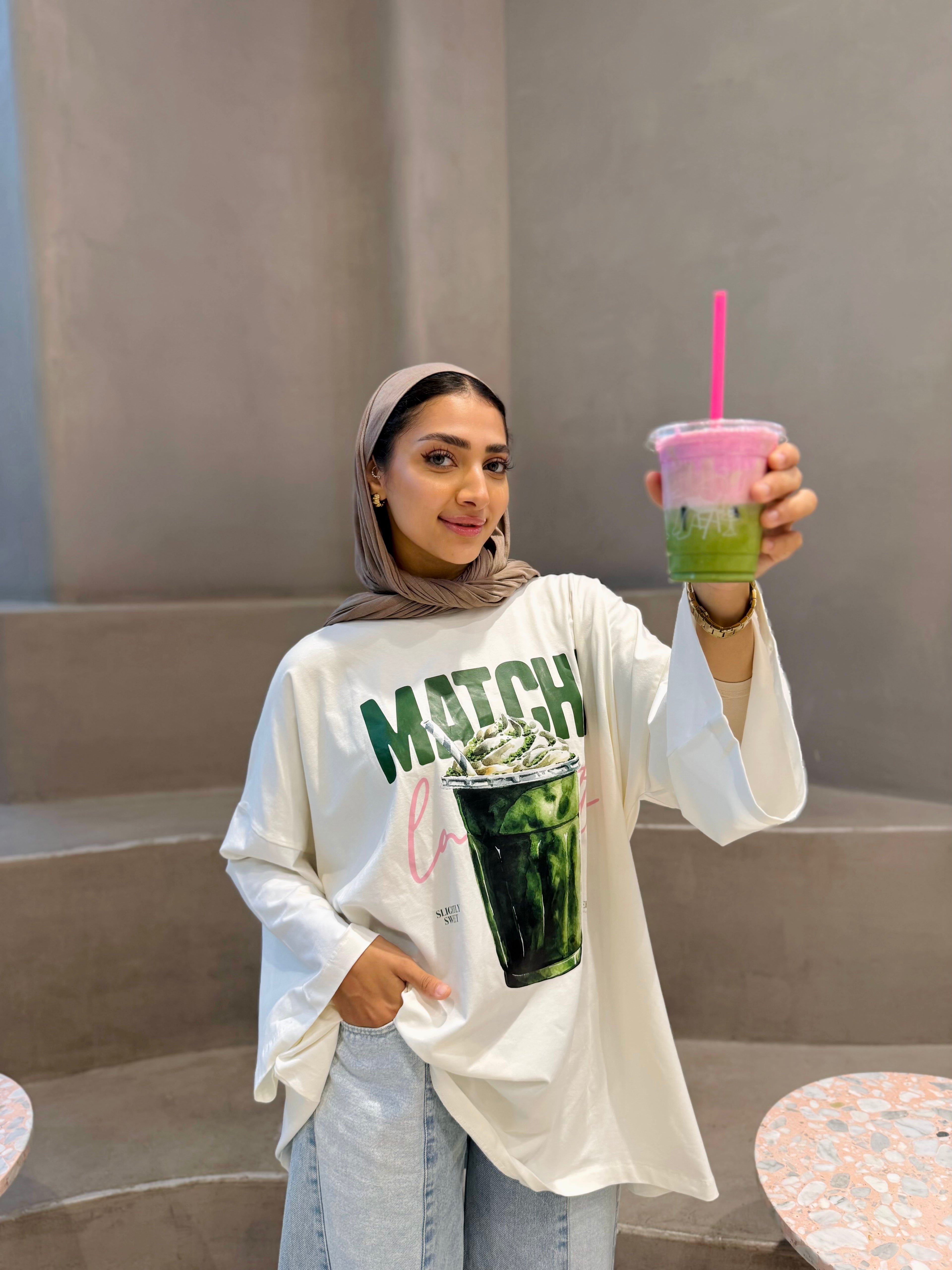 Cream Matcha Long T-Shirt