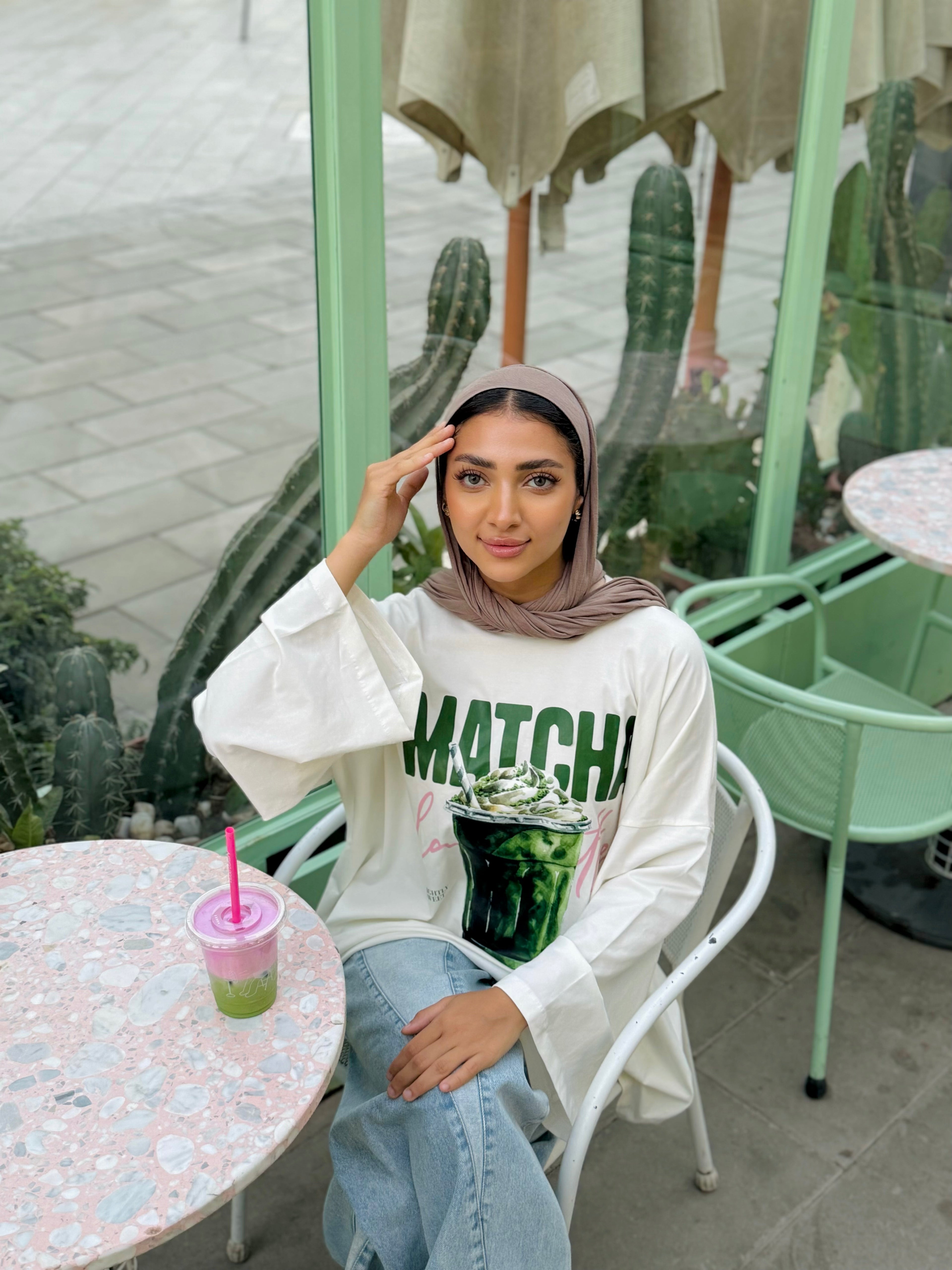 Cream Matcha Long T-Shirt