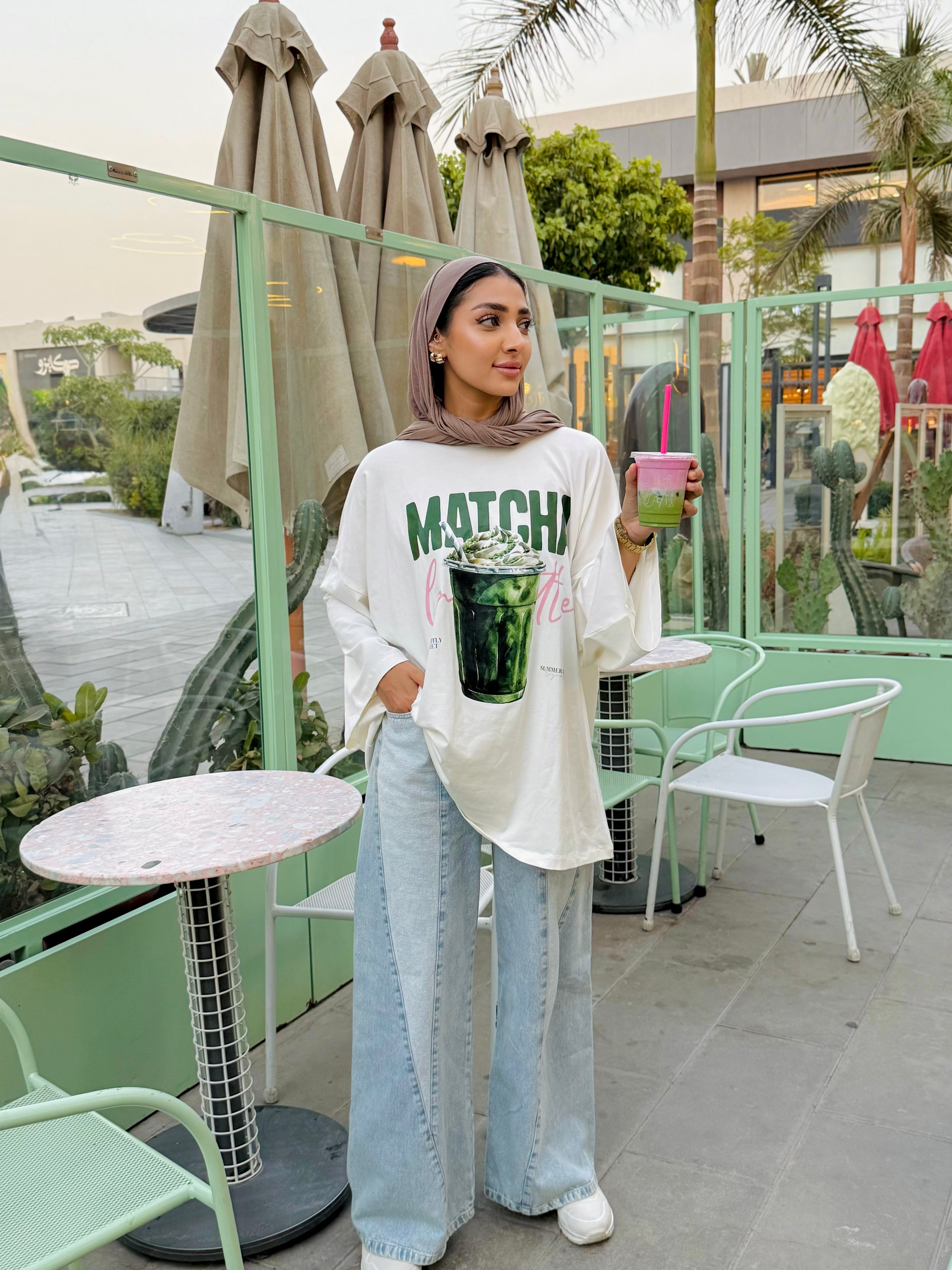 Cream Matcha Long T-Shirt