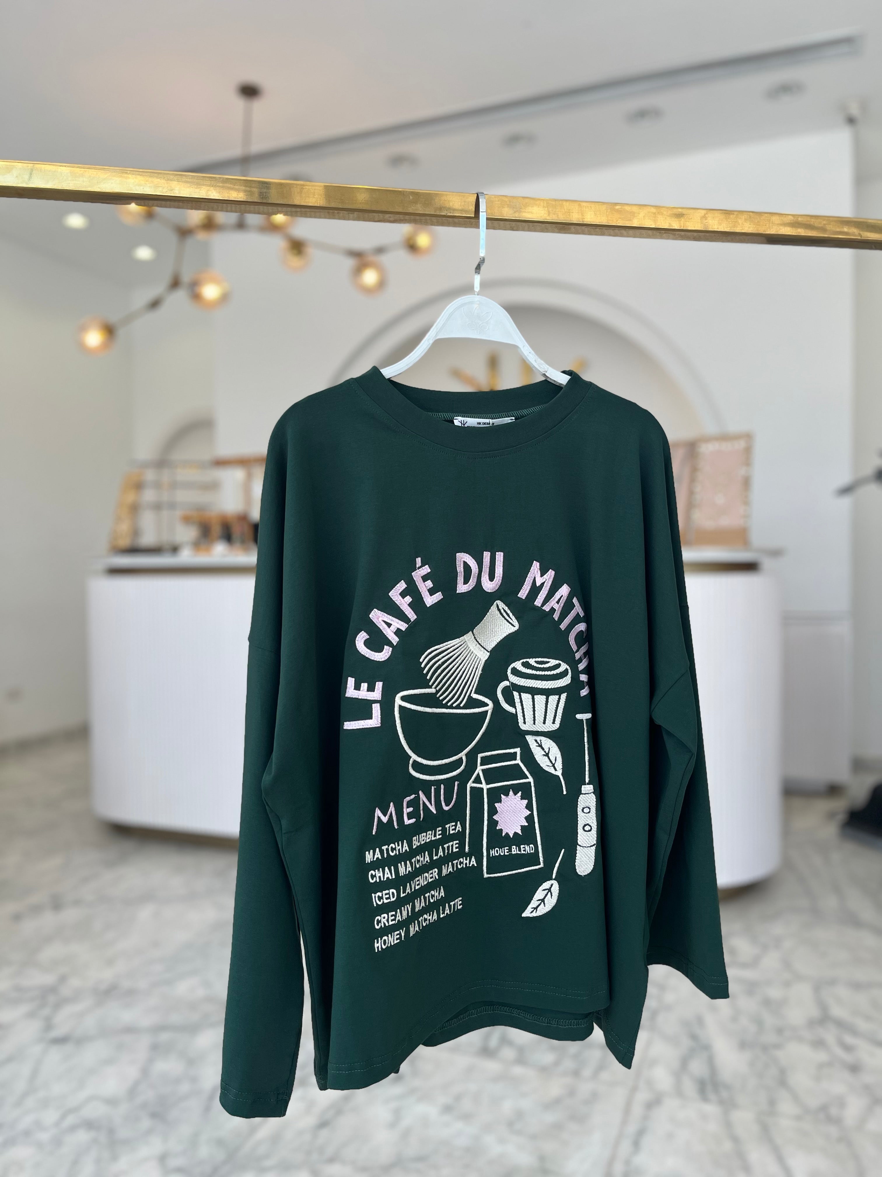 Le Cafe du Matcha Embroidered T-Shirt