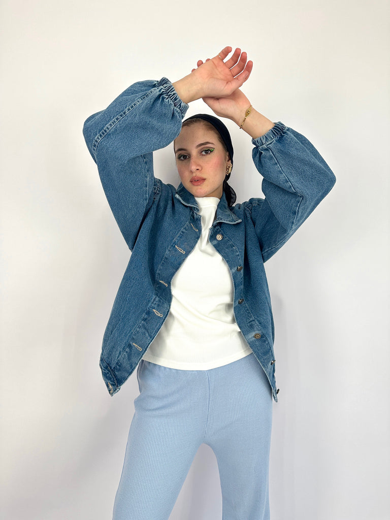 Puffed Denim Jacket Blue