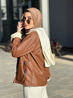 Teddy Leather 2 in 1 Jacket Carmel Latte