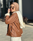 Teddy Leather 2 in 1 Jacket Carmel Latte