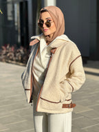Teddy Leather 2 in 1 Jacket Carmel Latte