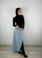 Split A Bit Denim Skirt Ice