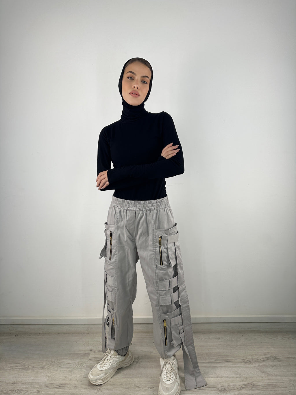 Pockets And Straps Joggers Heather Grey