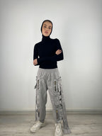 Pockets And Straps Joggers Heather Grey