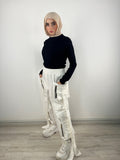 Pockets And Straps Joggers Cream