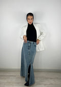 Split A Bit Denim Skirt Blue