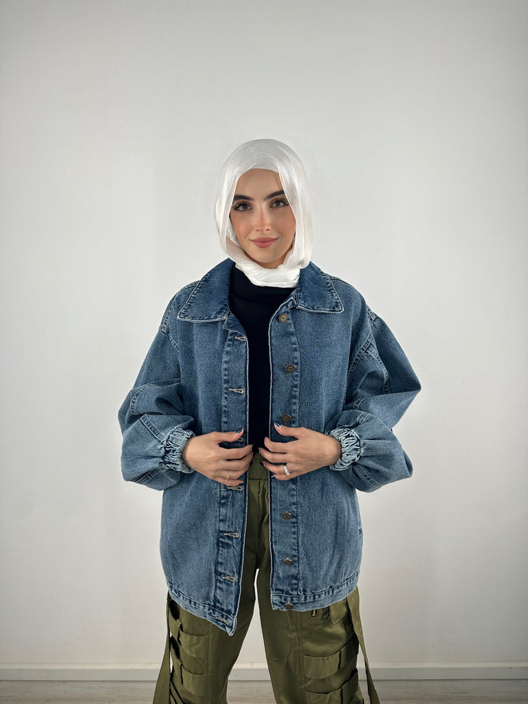 Puffed Denim Jacket Blue