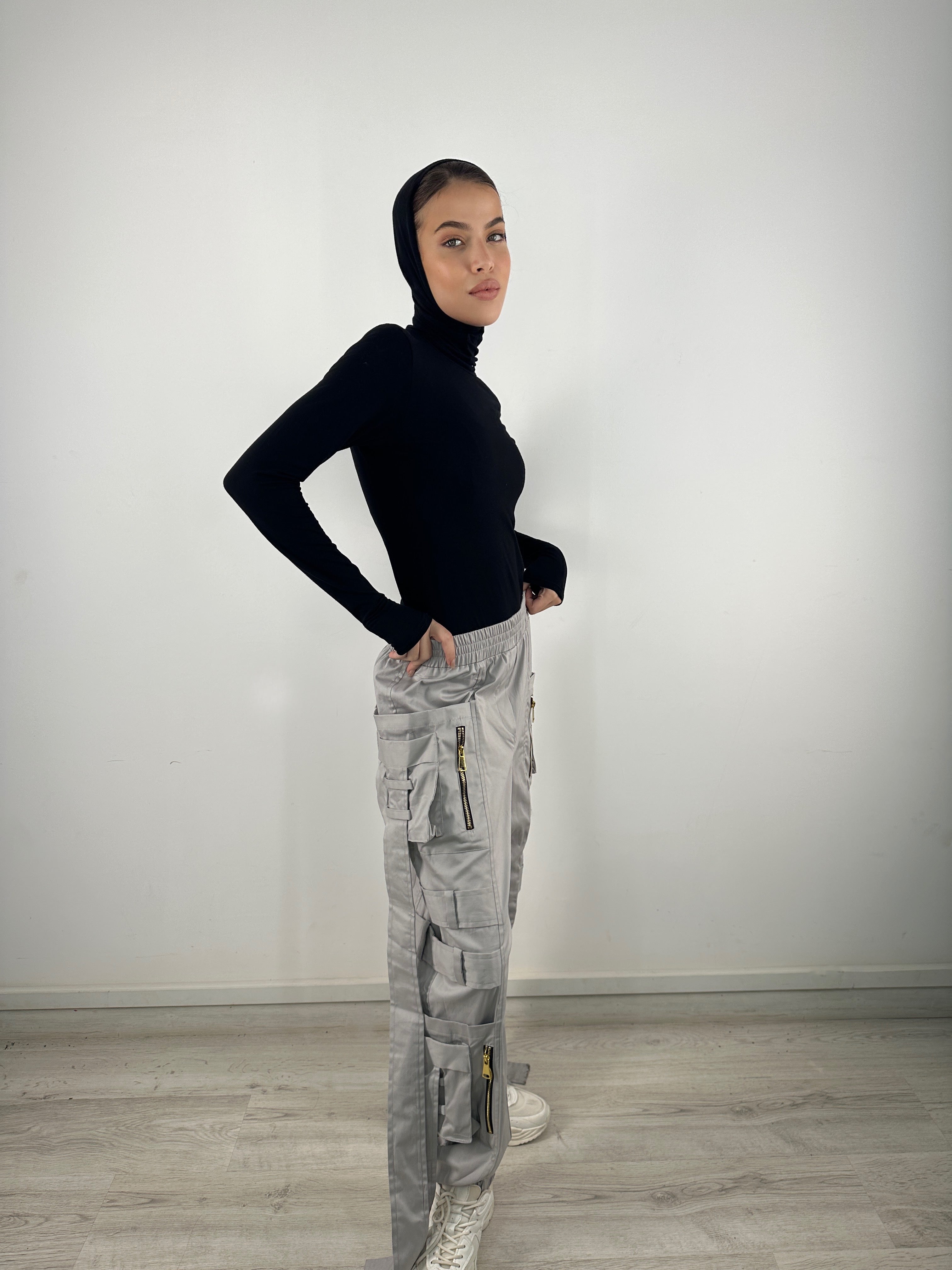 Pockets And Straps Joggers Heather Grey