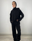 Cutout Hooded Sweatshirt Black