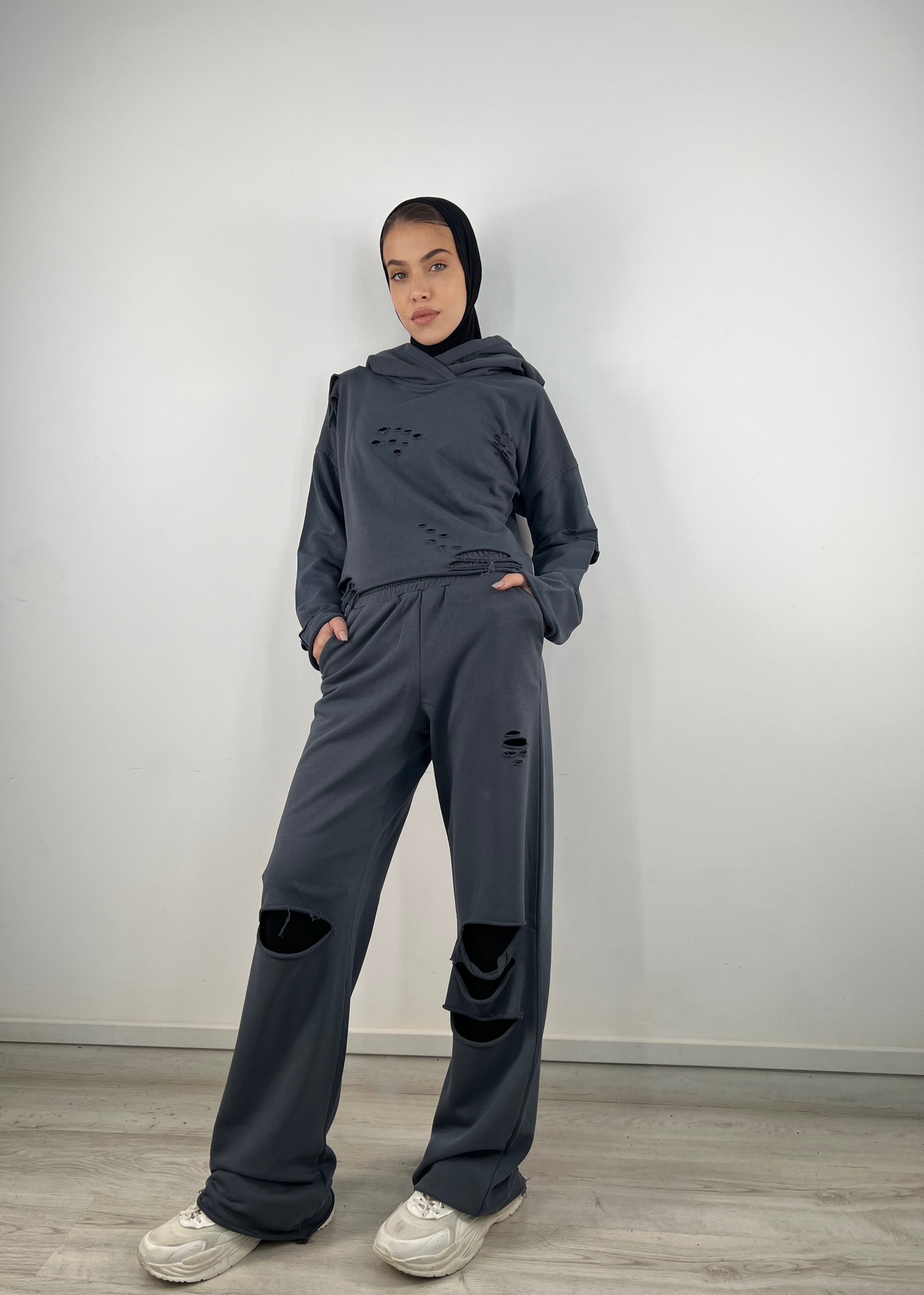 Cutout Pants Charcoal