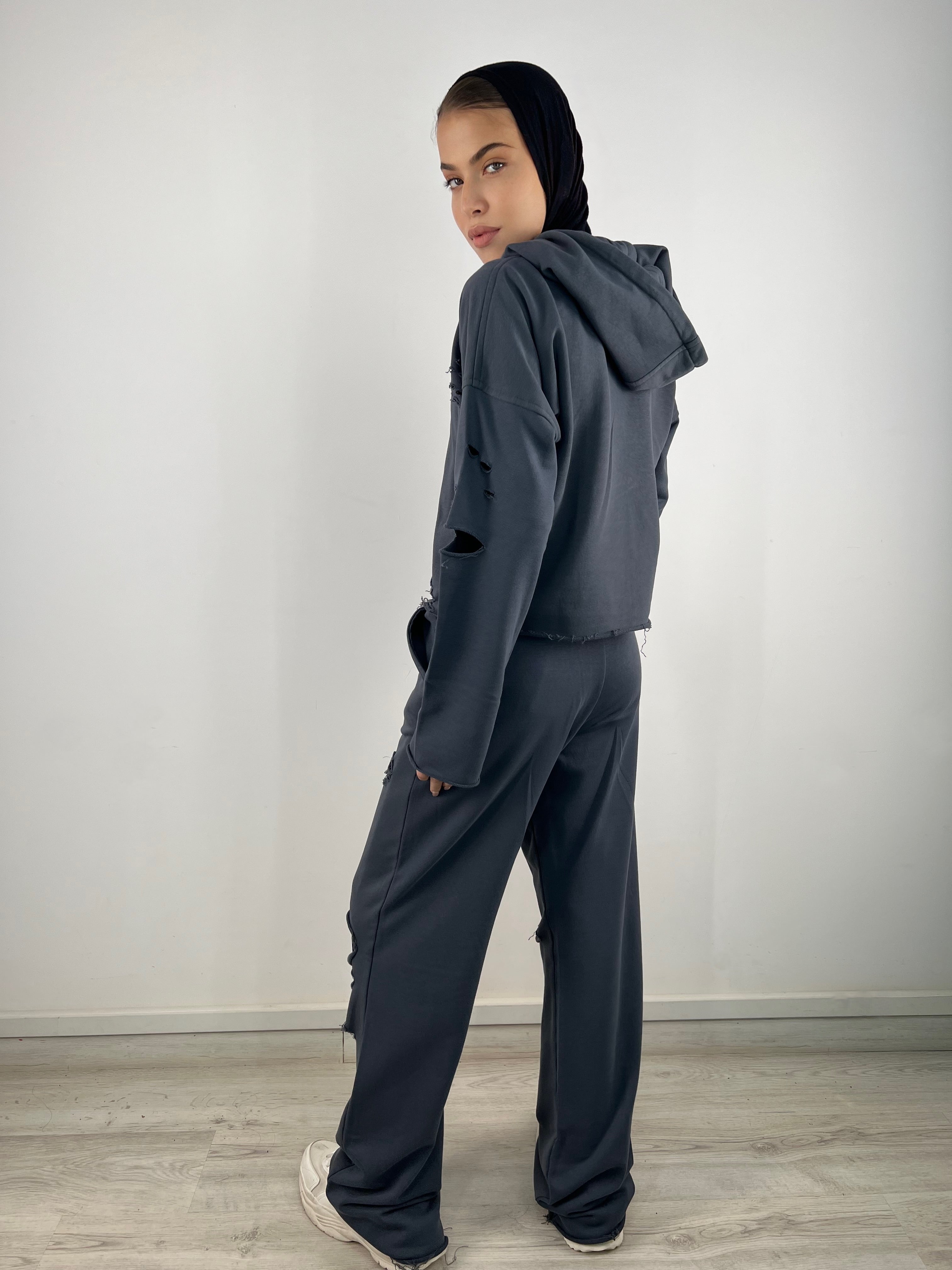 Cutout Pants Charcoal