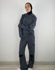 Cutout Hooded Sweatshirt Charcoal