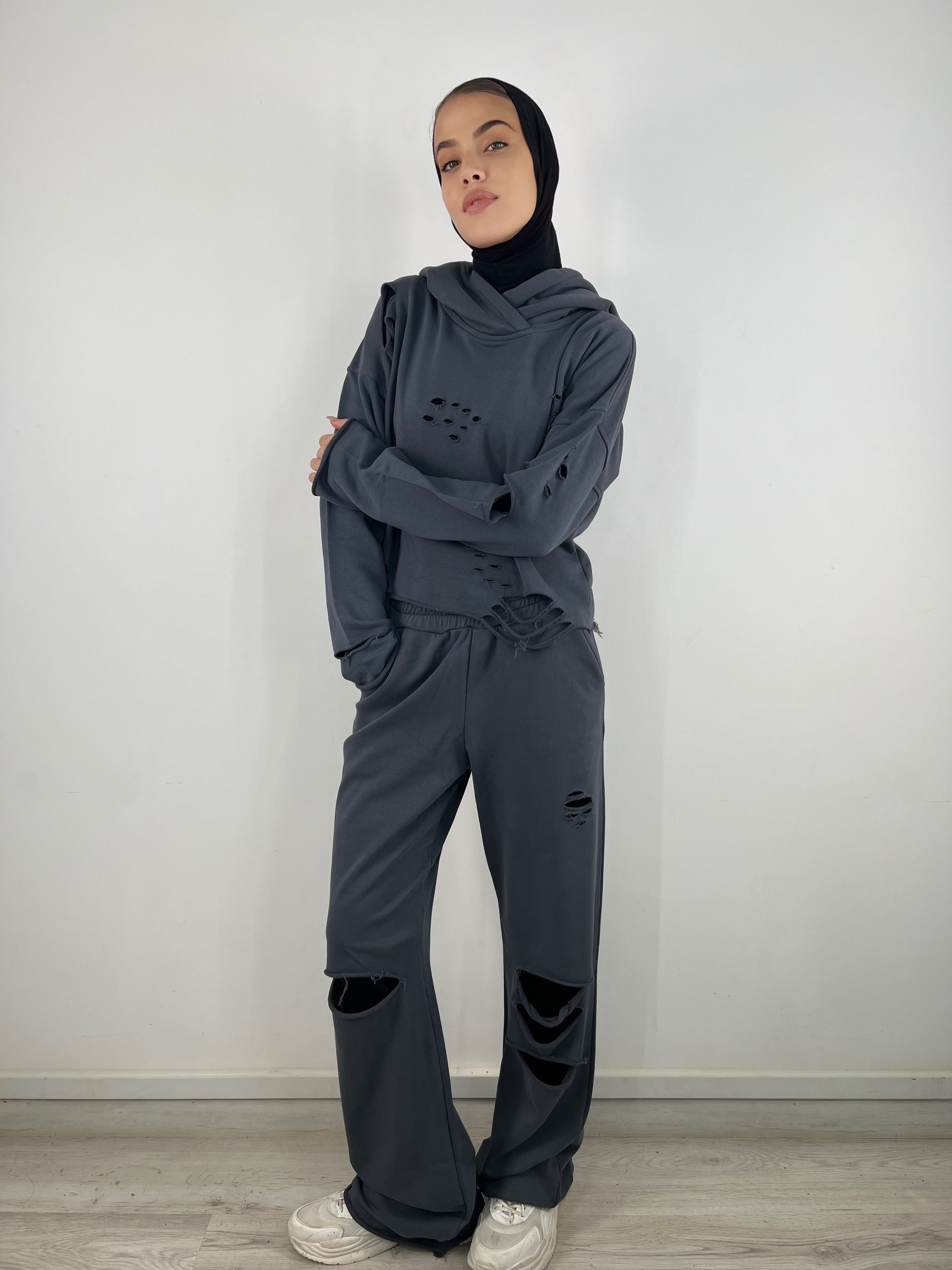 Cutout Pants Charcoal