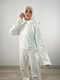 Cutout Hooded Sweatshirt Cream