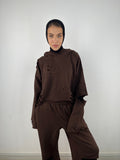 Cutout Hooded Sweatshirt Choco