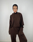 Cutout Hooded Sweatshirt Choco