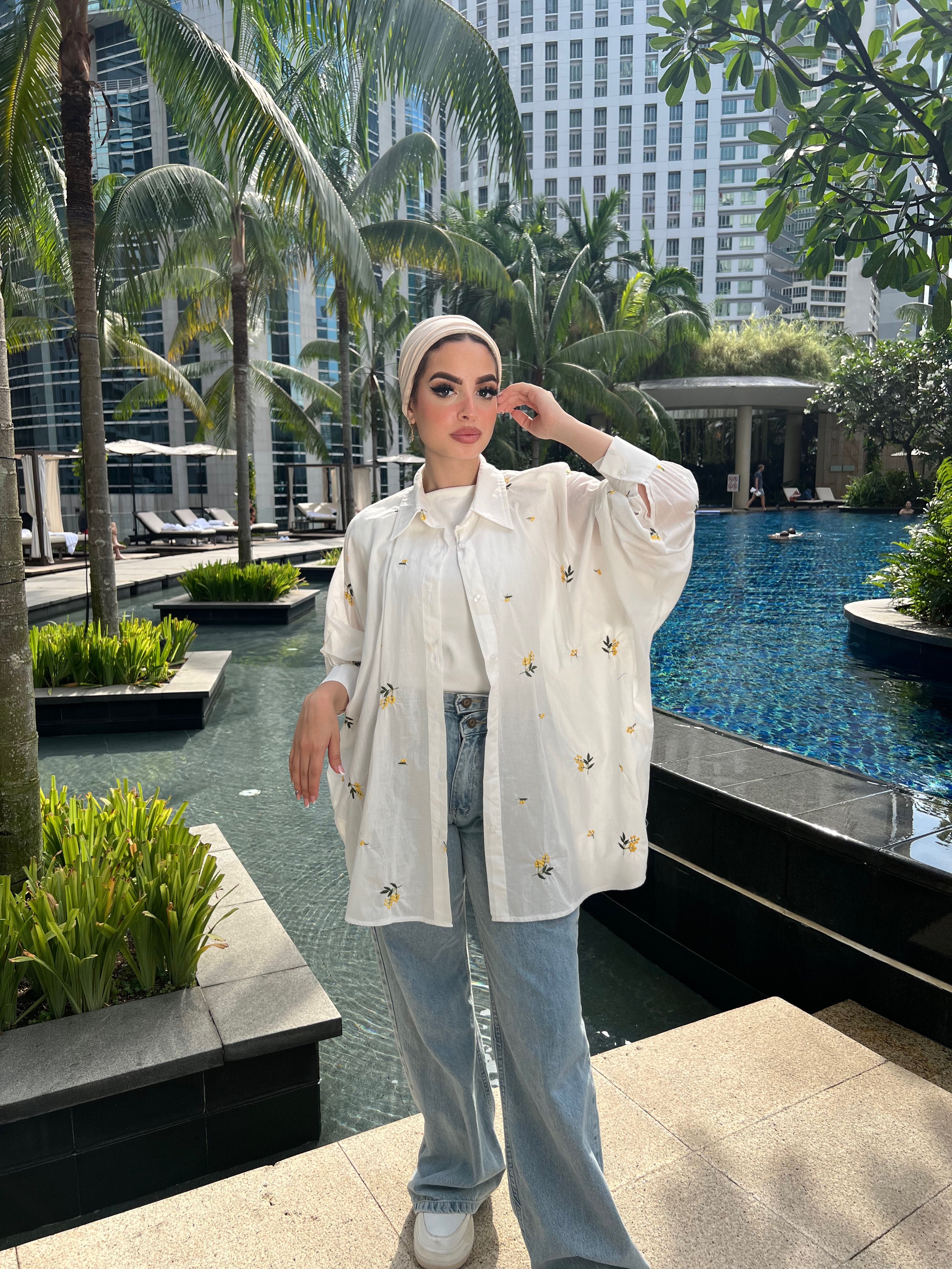 Embroidered Oversized Shirt Sunny Days