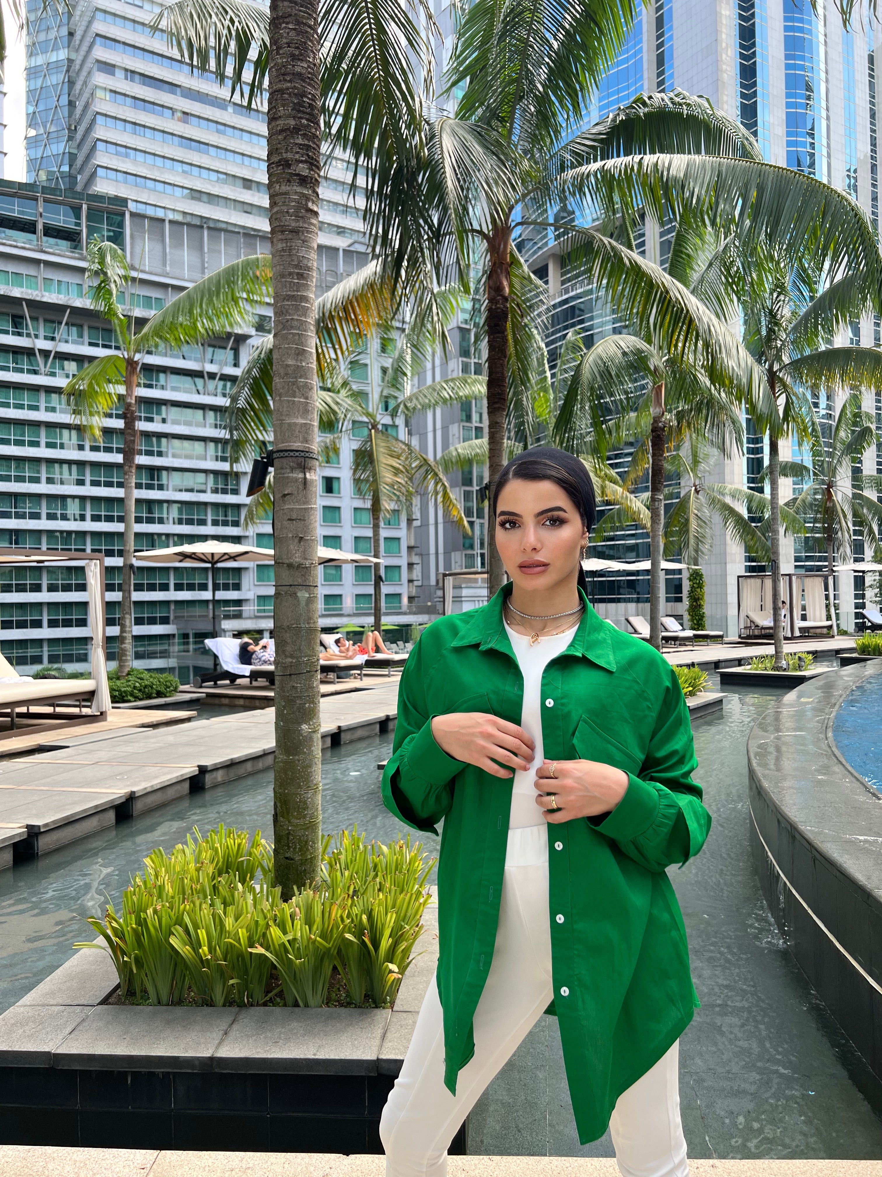 Basic Pocketed Shirt Green