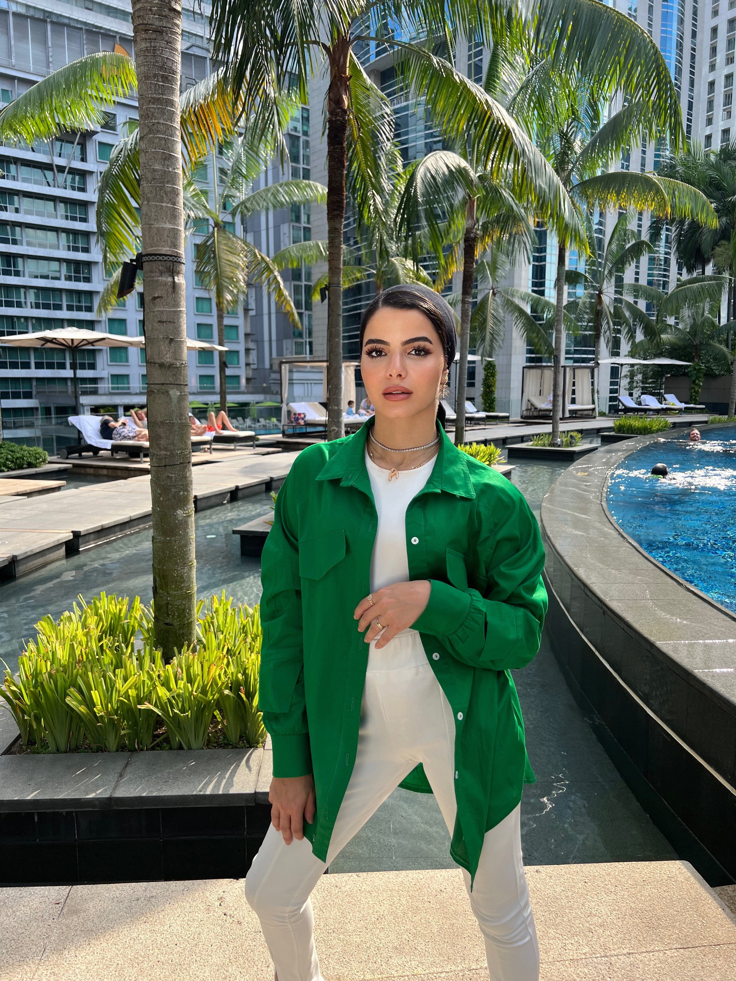 Basic Pocketed Shirt Green