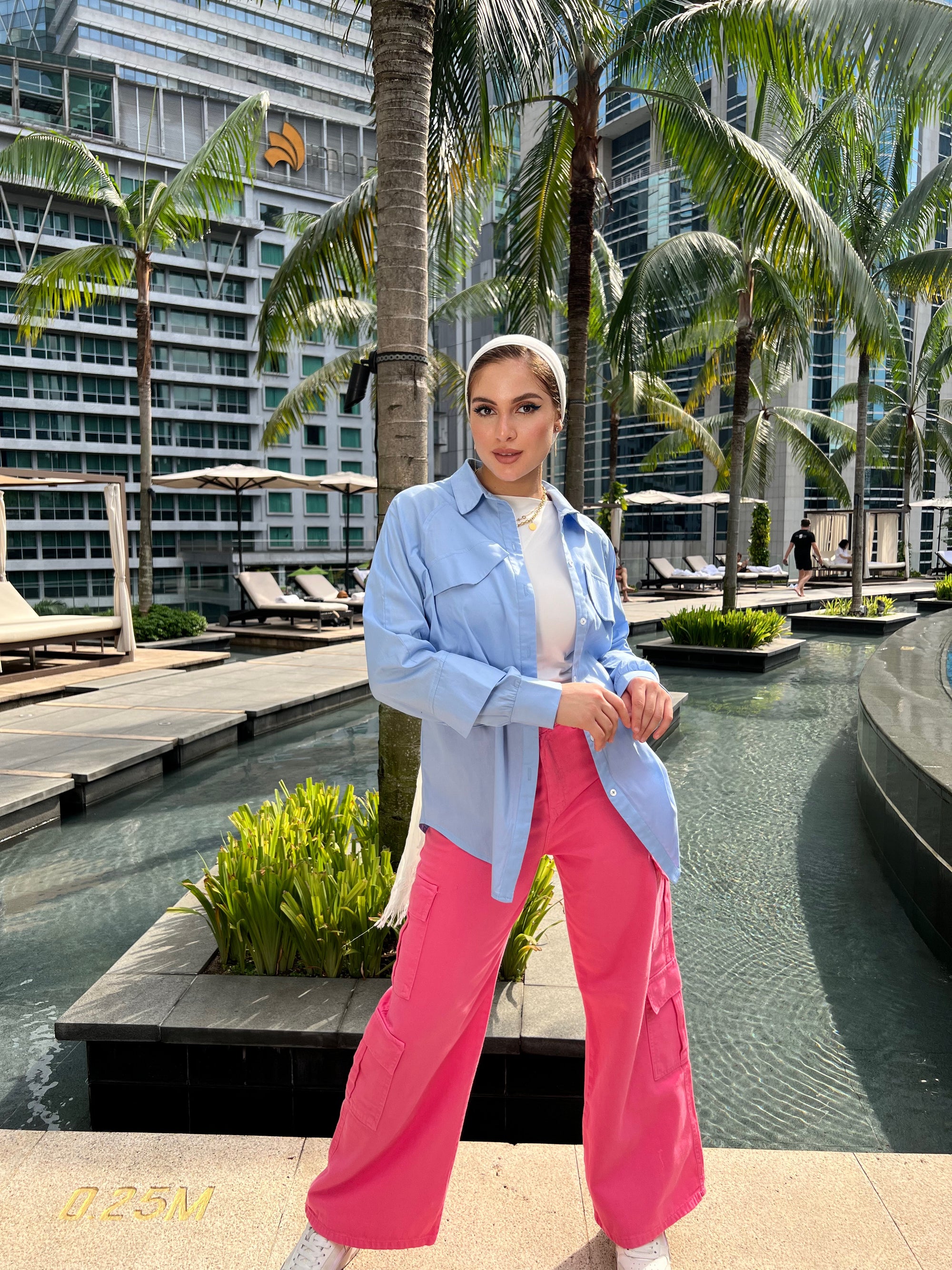 Basic Pocketed Shirt Baby Blue