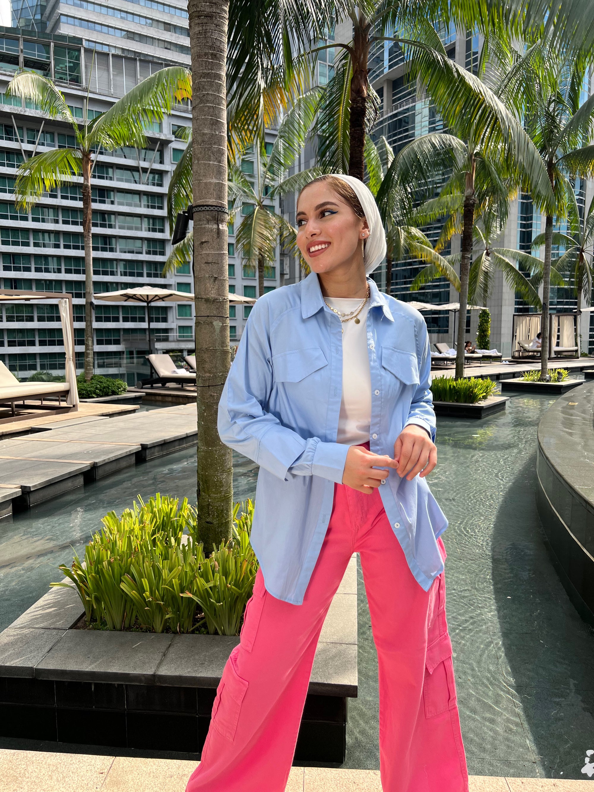 Basic Pocketed Shirt Baby Blue