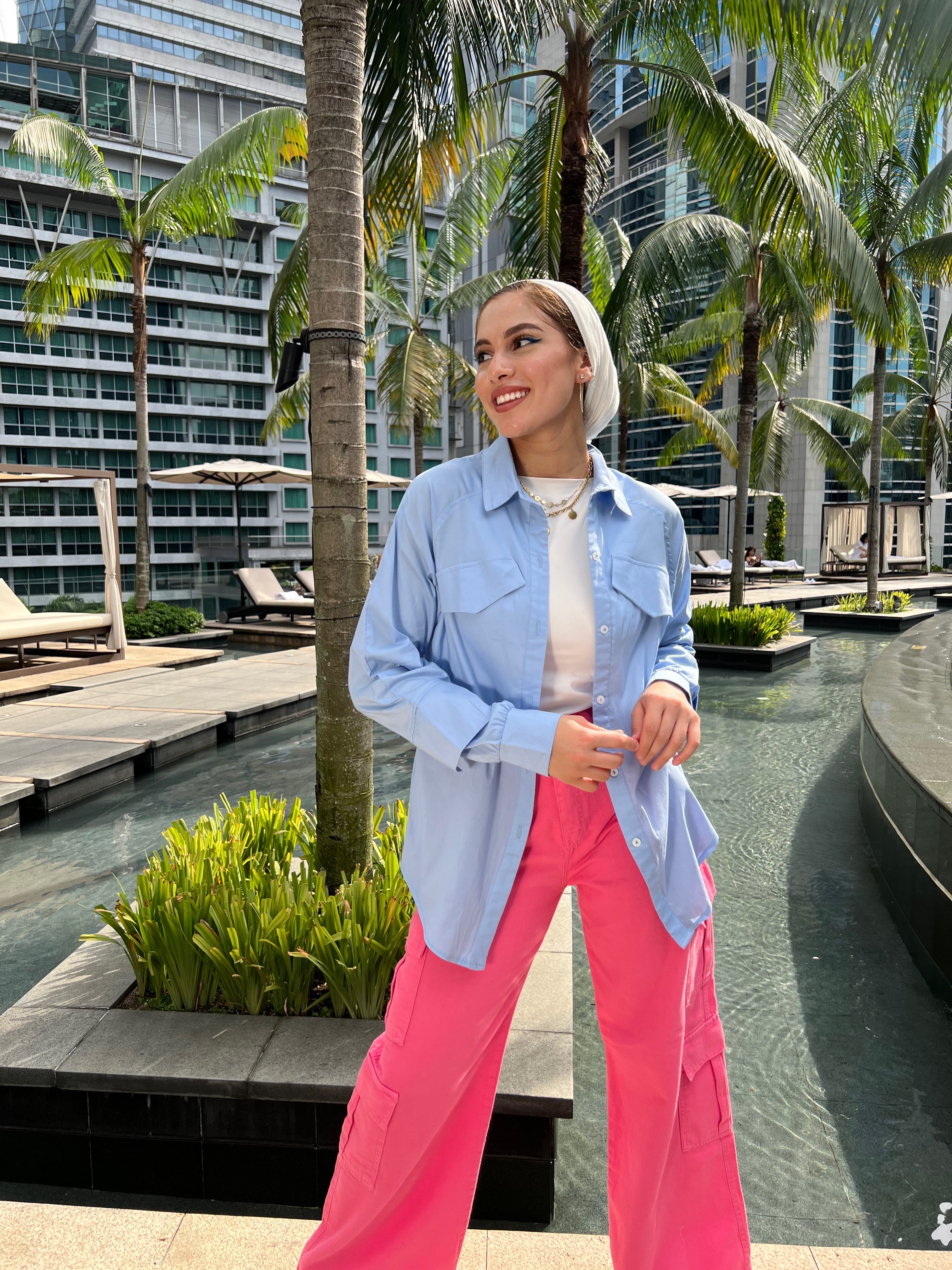 Basic Pocketed Shirt Baby Blue