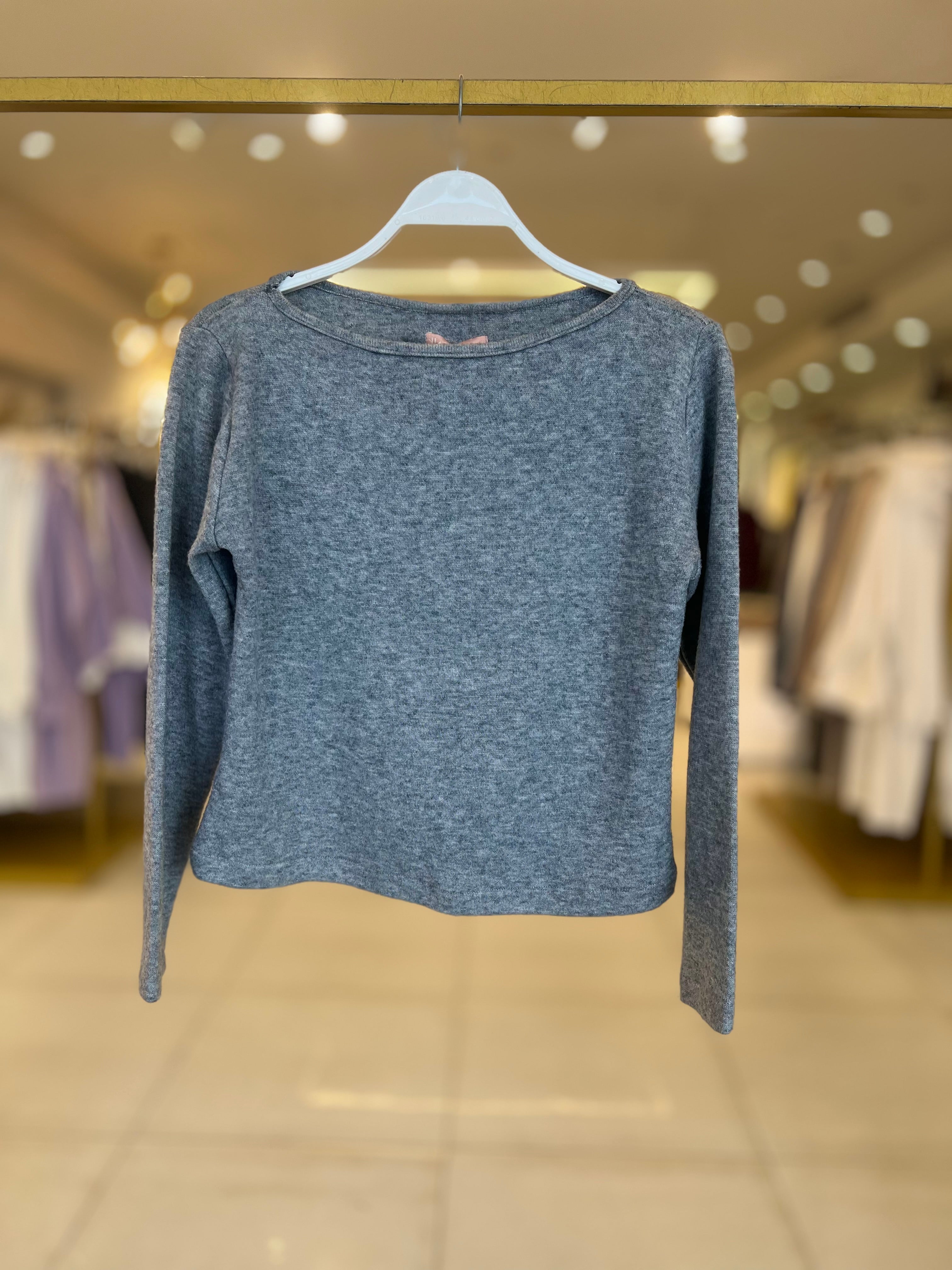 Basic Cropped Knit Top Grey