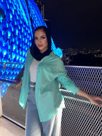 Basic Pocketed Shirt Aqua Blue