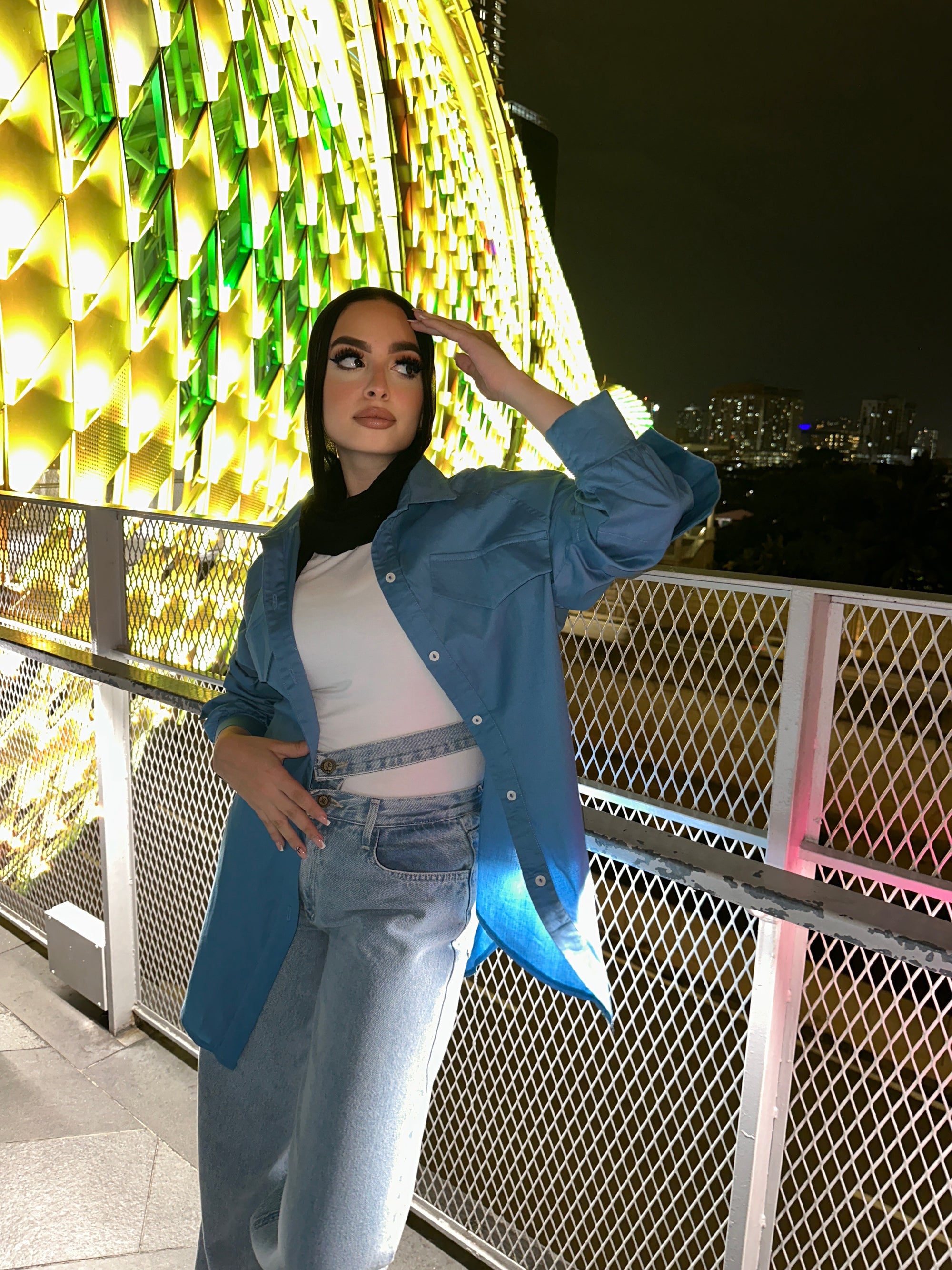 Basic Pocketed Shirt Blue Smoke
