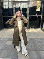 Long Trench Raw Edges Olive