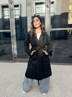 Long Trench Raw Edges Black