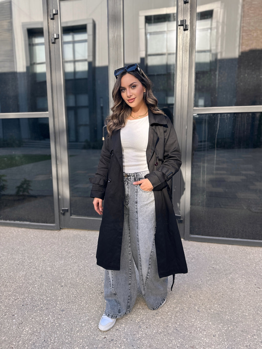 Long Trench Raw Edges Black