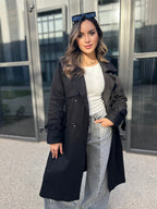 Long Trench Raw Edges Black