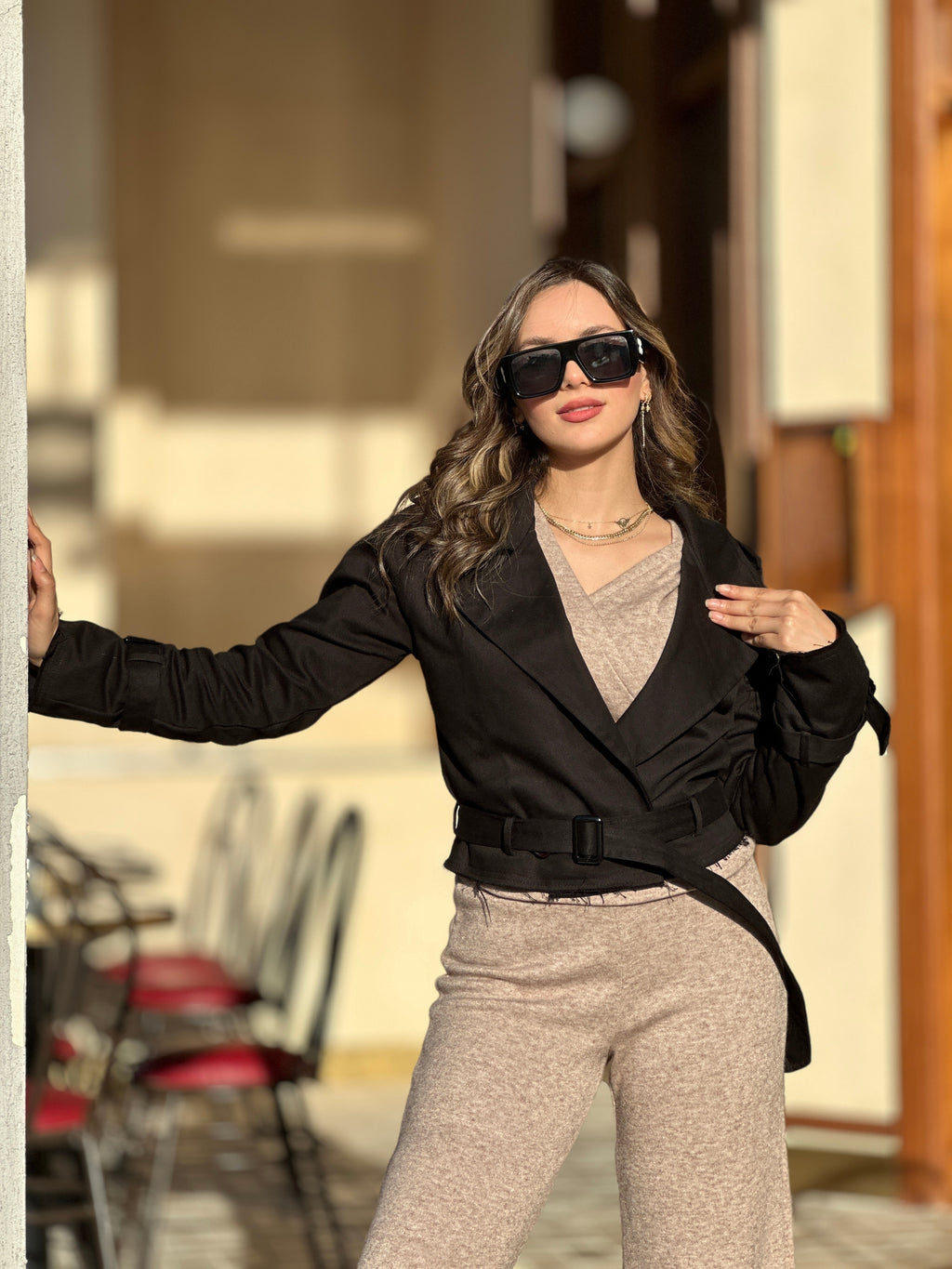 Raw Cropped Trench Black