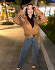 Cropped Suede Scratchy Jacket Camel