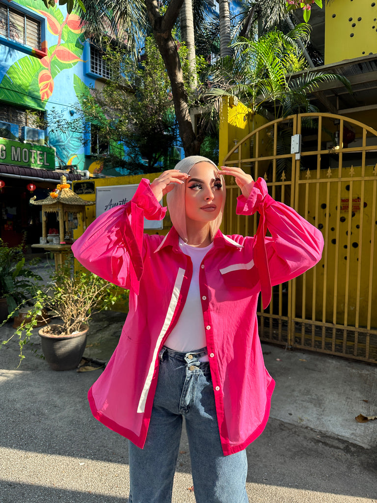 Trimmed Shirt Hot Pink