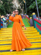 Layered Wrap Dress Orange