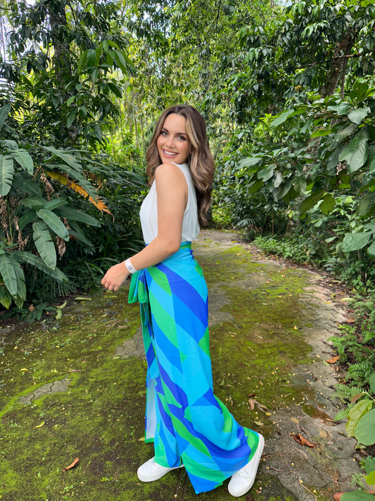 Tri Color Pants Turquoise Sea